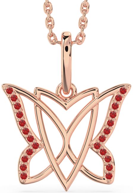 Ruby Rose Gold Silver Butterfly Necklace