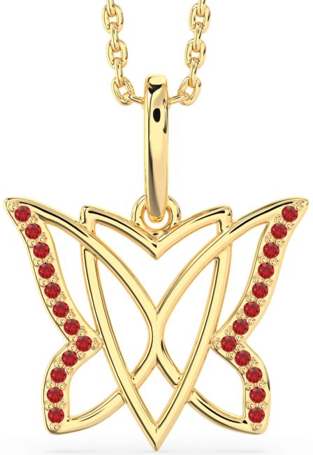 Ruby Gold Silver Butterfly Necklace