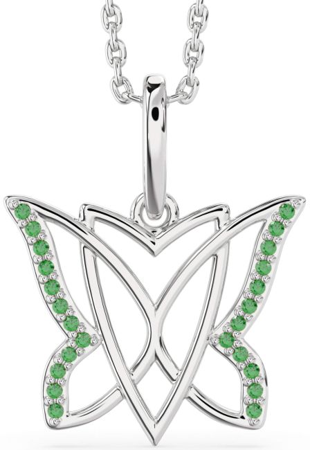 Emerald Silver Butterfly Necklace