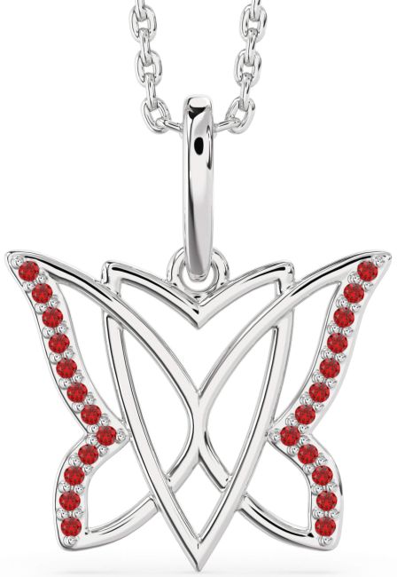 Ruby Platinum Butterfly Necklace