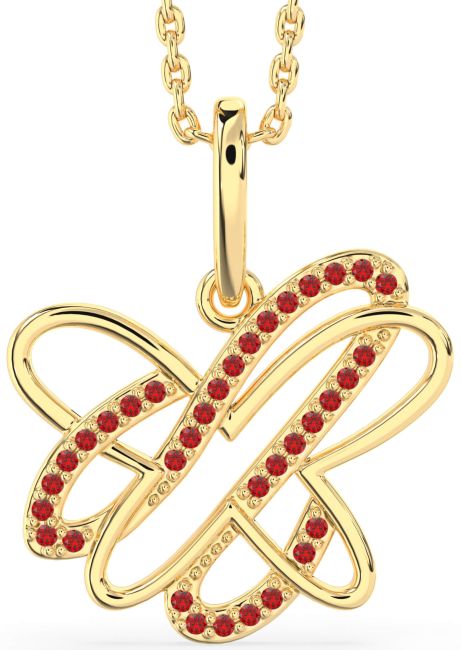 Ruby Gold Butterfly Necklace