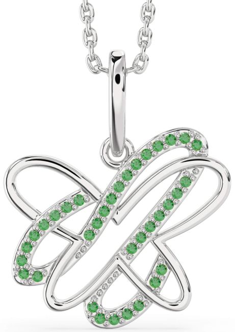 Emerald Platinum Butterfly Necklace