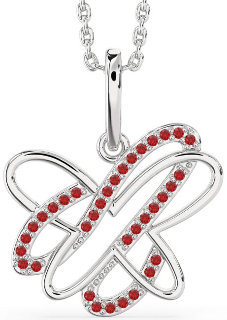 Ruby Silver Butterfly Necklace