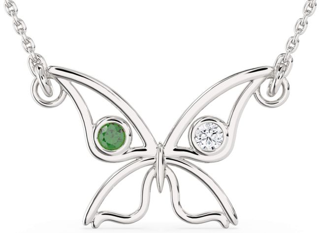Large Silver Butterfly Necklace