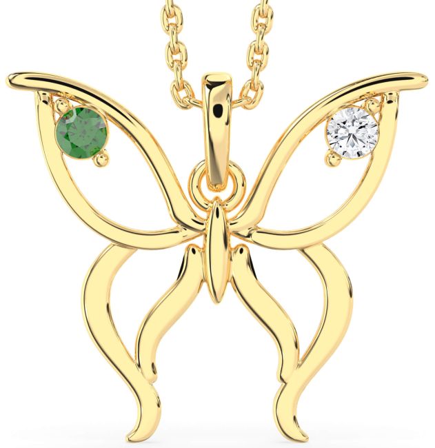 Large Gold Silver Butterfly Necklace