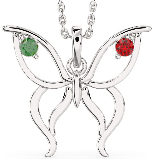 Large White Gold Butterfly Necklace