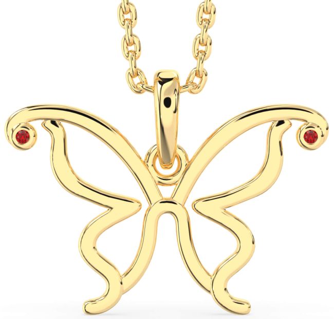 Ruby Gold Butterfly Birthstone Necklace
