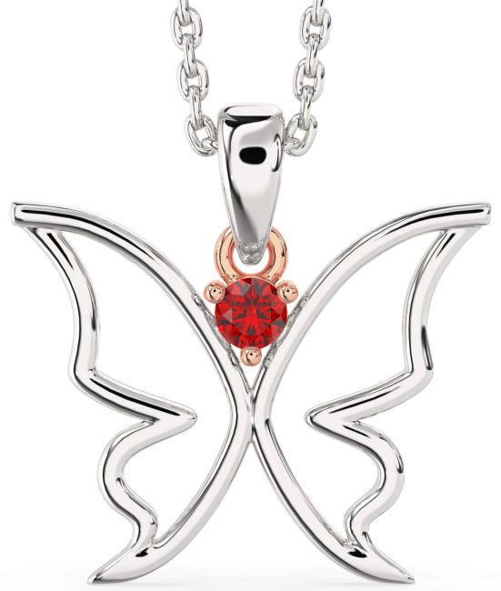 Ruby Rose Gold Silver Butterfly Necklace