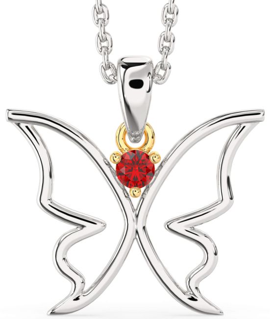 Ruby Silver & 10K gold Butterfly Necklace