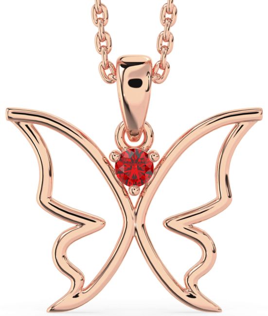 Ruby Rose Gold Butterfly Necklace