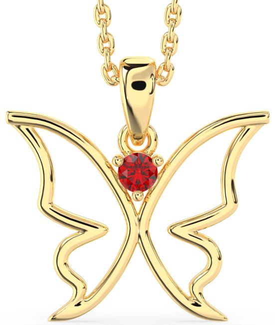Ruby Gold Silver Butterfly Necklace