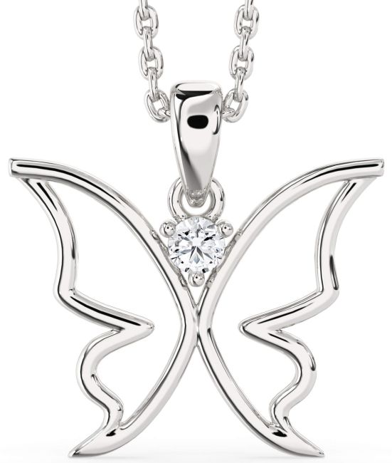Diamond Silver Butterfly Necklace