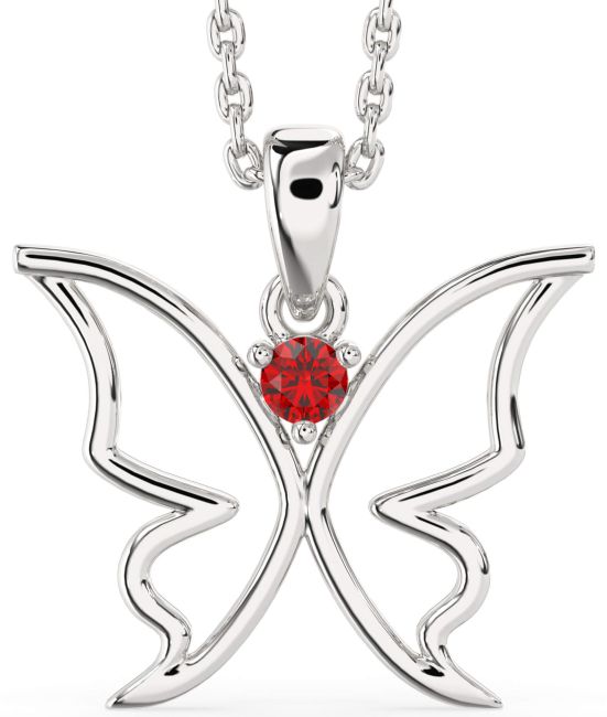 Ruby White Gold Butterfly Necklace