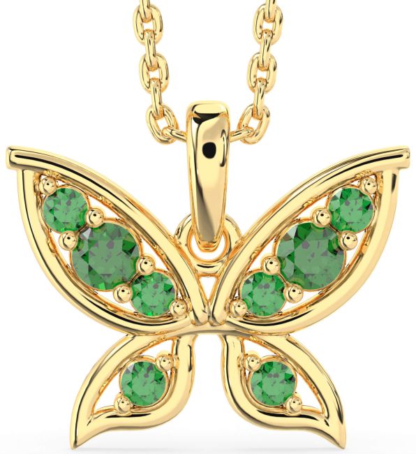 Emerald Gold Butterfly Necklace