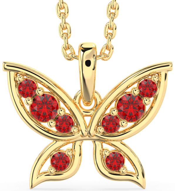 Ruby Gold Butterfly Necklace