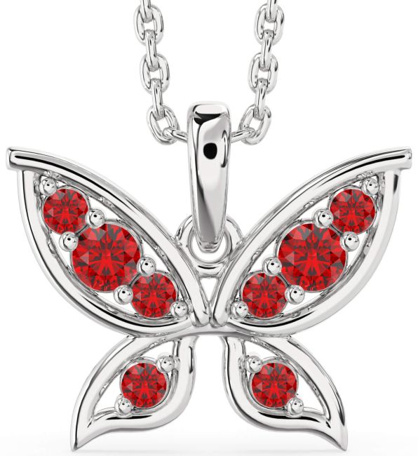 Ruby White Gold Butterfly Necklace