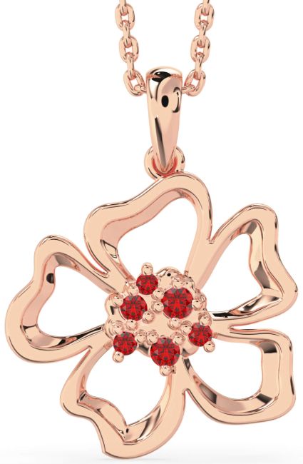 Ruby Rose Gold Flower Necklace