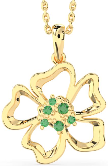 Emerald Gold Flower Necklace