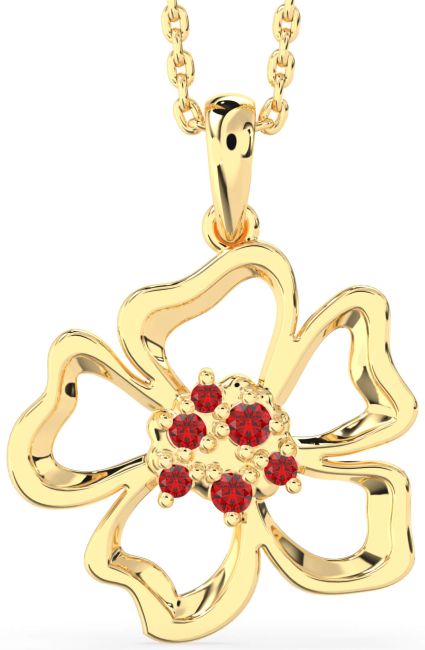 Ruby Gold Silver Flower Necklace