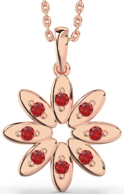 Ruby Rose Gold Silver Flower Necklace