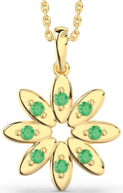 Emerald Gold Flower Necklace