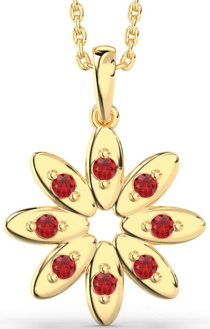Ruby Gold Silver Flower Necklace