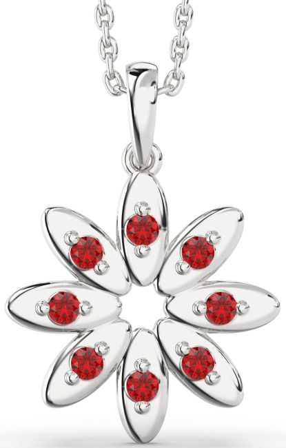 Ruby Platinum Flower Necklace