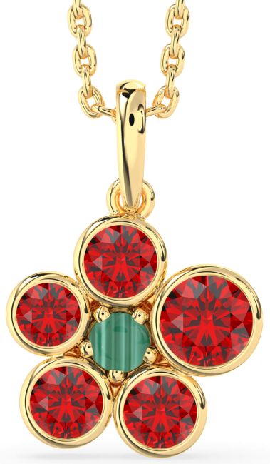 Ruby Gold Agate Round Birthstone Necklace