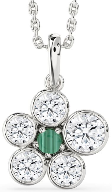 Diamond Platinum Agate Round Necklace