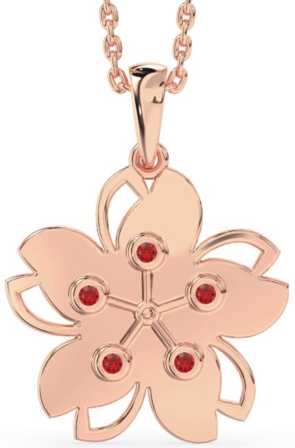Ruby Rose Gold Silver Flower Necklace