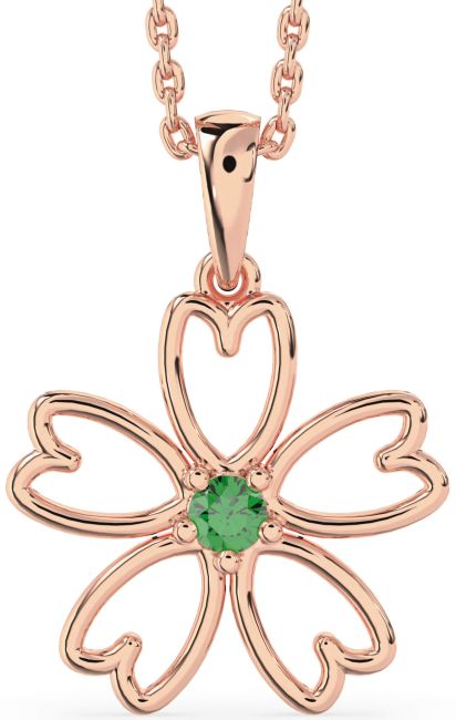 Emerald Rose Gold Flower Necklace