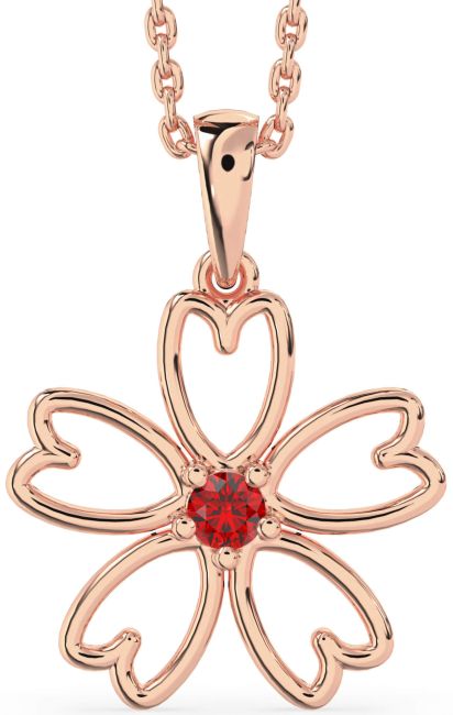 Ruby Rose Gold Flower Necklace