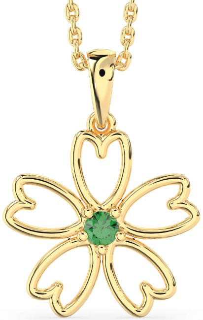 Emerald Gold Flower Necklace