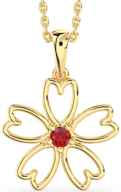 Ruby Gold Silver Flower Necklace