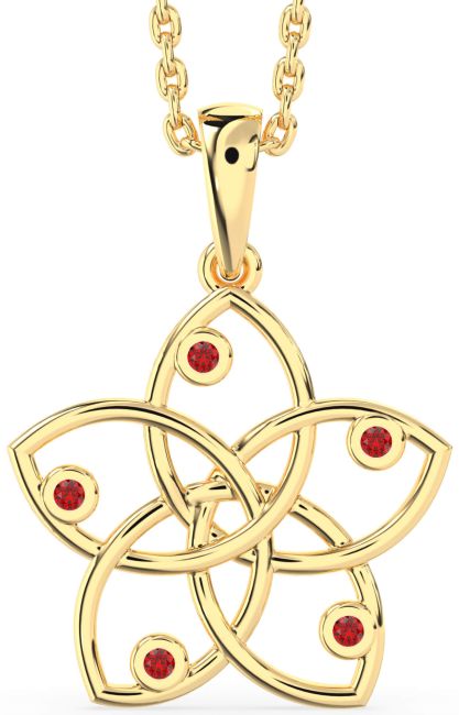 Ruby Gold Flower Necklace