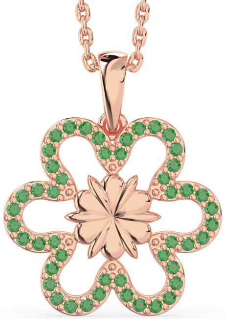 Emerald Rose Gold Flower Necklace