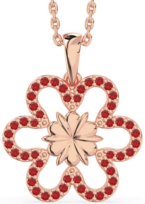 Ruby Rose Gold Silver Flower Necklace