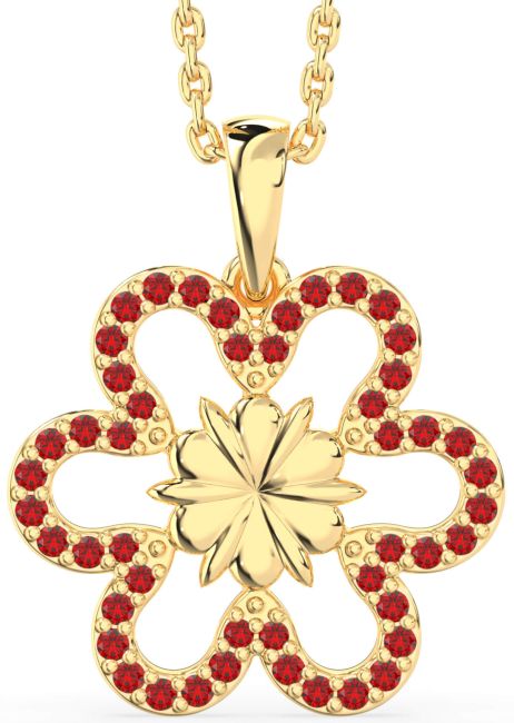 Ruby Gold Silver Flower Necklace