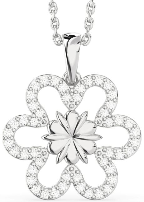 Diamond Platinum Flower Necklace