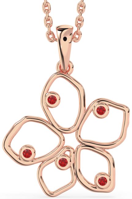 Ruby Rose Gold Flower Necklace