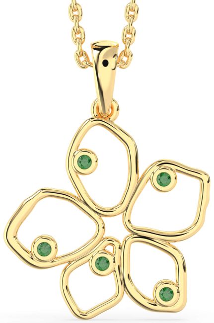 Emerald Gold Flower Necklace