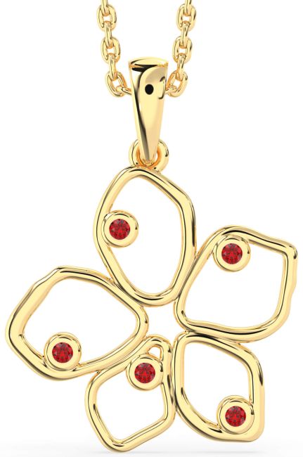 Ruby Gold Silver Flower Necklace