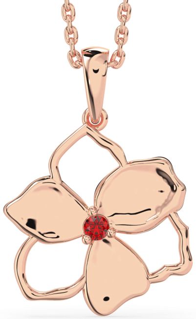 Ruby Rose Gold Flower Necklace