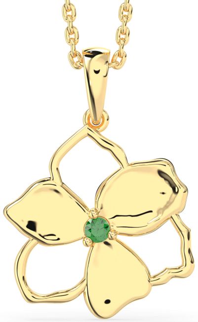 Emerald Gold Flower Necklace