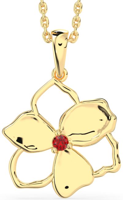 Ruby Gold Flower Necklace