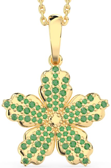 Emerald Gold Flower Necklace