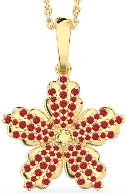 Ruby Gold Flower Necklace