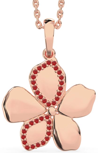 Ruby Rose Gold Silver Flower Necklace