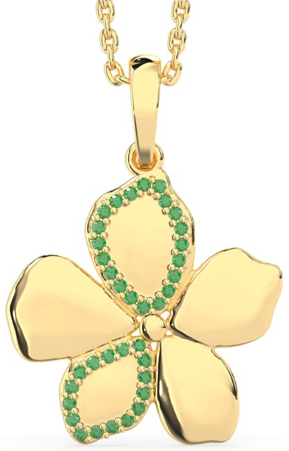 Emerald Gold Flower Necklace