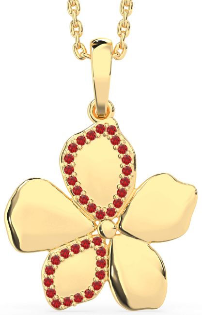 Ruby Gold Silver Flower Necklace